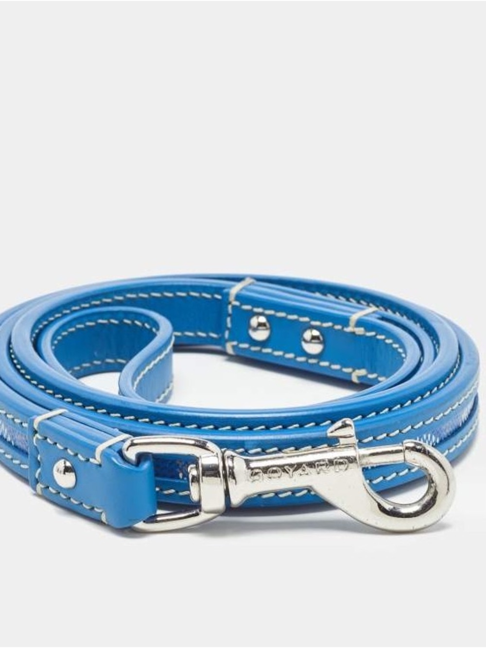 NWTG Goyard blue leash featuring the iconic hand-painted Goyardine pattern.